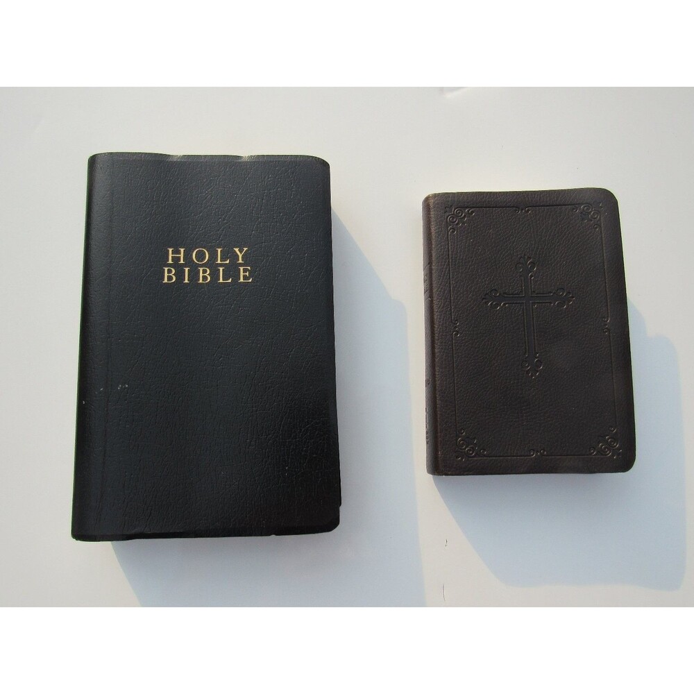 Holy Bible NIV 2011 Black Faux Leather & Brown Cross Italian Duo-Tone Leather